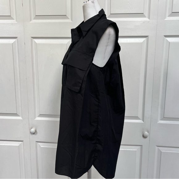Zara Sleeveless Black Shirt Dress Button Down Size Small NWT - Picture 7 of 16
